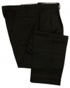 Ralph Lauren Mens Pleated Solid Black Wool Dress Pants