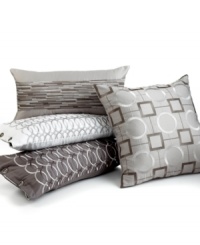 Infinite style possibilities. Rows of embroidered rings give this Hotel Collection decorative pillow a decidedly modern distinction. Featuring button accents along two sides. Hidden zipper closure. Infinite style possibilities. Rows of embroidered rings give this Hotel Collection decorative pillow a decidedly modern distinction. Featuring button accents along two sides. Hidden zipper closure.