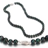 14k White Gold 6.5-7.0mm Black Akoya Saltwater Cultured Pearl Necklace AA+ Quality, 18 Inch Princess, Color Enhanced