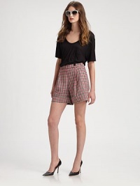 EXCLUSIVELY AT SAKS. Lightweight woven twill tailored with a sophisticated high waist and crisp front pleats.Wide button-front waistFront pleatsSlash pocketsCuffed bottomSide zipperBack welt pocketsInseam, about 565% polyester/33% viscose/2% spandexDry cleanImportedModel shown is 5'10 (177cm) wearing US size 4.ABOUT THE DESIGNER Former fourth-grade schoolteacher Kara Laricks always told her students to be true to themselves. EXCLUSIVELY AT SAKS. Lightweight woven twill tailored with a sophisticated high waist and crisp front pleats.Wide button-front waistFront pleatsSlash pocketsCuffed bottomSide zipperBack welt pocketsInseam, about 565% polyester/33% viscose/2% spandexDry cleanImportedModel shown is 5'10 (177cm) wearing US size 4.ABOUT THE DESIGNER Former fourth-grade schoolteacher Kara Laricks always told her students to be true to themselves.