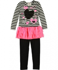 Beautees Heart of Glitter 2-Piece Outfit (Sizes 4 - 6X) - pink/black, 5 Beautees Heart of Glitter 2-Piece Outfit (Sizes 4 - 6X) - pink/black, 5