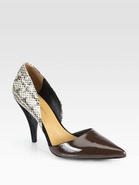 Timeless low-cut pump crafted of genuine snakeskin and leather, heightened by a soft suede heel. Suede-covered heel, 4 (100mm)Snakeskin and leather upperPoint toeGoatskin liningLeather solePadded insoleImported Timeless low-cut pump crafted of genuine snakeskin and leather, heightened by a soft suede heel. Suede-covered heel, 4 (100mm)Snakeskin and leather upperPoint toeGoatskin liningLeather solePadded insoleImported