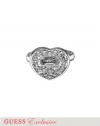 GUESS Silver-Tone Pavé Crystal Heart Ring, SILVER