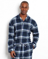 Nautica Men's Yarn Dyed Flannel Logo Camp