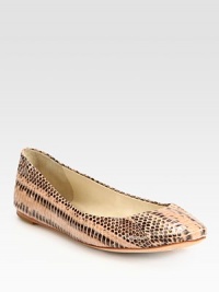 Multi-tone, python-print leather adds a touch of exoticism to this classic ballet flat. Python-print leather upperLeather lining and solePadded insoleImportedOUR FIT MODEL RECOMMENDS ordering true size. Multi-tone, python-print leather adds a touch of exoticism to this classic ballet flat. Python-print leather upperLeather lining and solePadded insoleImportedOUR FIT MODEL RECOMMENDS ordering true size.