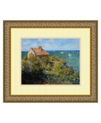 A masterpiece by world-renowned artist Claude Monet, this art print offers a spectacular water view from any room. Featuring a fisherman's cottage perched on the cliffs at Varengeville. This warm, sunny landscape is complemented by an embossed gold frame. A masterpiece by world-renowned artist Claude Monet, this art print offers a spectacular water view from any room. Featuring a fisherman's cottage perched on the cliffs at Varengeville. This warm, sunny landscape is complemented by an embossed gold frame.