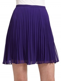 THE LOOKThin banded waistPleated silhouetteSide zip closureTHE FITAbout 18 longTHE MATERIALPolyesterFully linedCARE & ORIGINDry cleanImportedModel shown is 5'10 (177cm) wearing US size 4. THE LOOKThin banded waistPleated silhouetteSide zip closureTHE FITAbout 18 longTHE MATERIALPolyesterFully linedCARE & ORIGINDry cleanImportedModel shown is 5'10 (177cm) wearing US size 4.