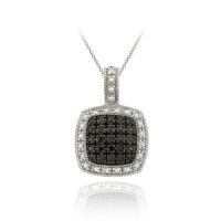 Sterling Silver 1/4ct TDW Black Diamond Square Pendant Sterling Silver 1/4ct TDW Black Diamond Square Pendant