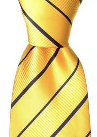 Neckties By Scott Allan - Yellow & Navy Blue Mens Stripe Tie