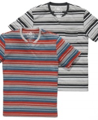 Go casual for the weekend with this cool striped T shirt from American Rag. Go casual for the weekend with this cool striped T shirt from American Rag.