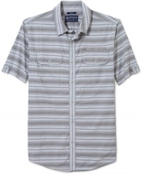 It's time to cast away your old styles and get set for the weekend with this casual shirt from American Rag. It's time to cast away your old styles and get set for the weekend with this casual shirt from American Rag.