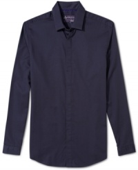 Hidden buttons and a solid design give this American Rag dress shirt its sleek style. Hidden buttons and a solid design give this American Rag dress shirt its sleek style.