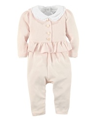 An essential set pairs an adorable embroidered overall with a soft cotton jersey bodysuit and ruffled cardigan. An essential set pairs an adorable embroidered overall with a soft cotton jersey bodysuit and ruffled cardigan.