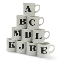 Make a personalized statement with BIA Cordon Bleu's weighty porcelain mugs, each featuring a single initial in bold black on white. Capital letter is on the outside; lowercase letter decorates the bottom inside. Make a personalized statement with BIA Cordon Bleu's weighty porcelain mugs, each featuring a single initial in bold black on white. Capital letter is on the outside; lowercase letter decorates the bottom inside.