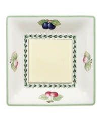 A contemporary shape with a classic pattern, the square rim soup bowls from Villeroy & Boch's French Garden Collection are a fun way to personalize your dinnerware and dishes with this mix and match set. A contemporary shape with a classic pattern, the square rim soup bowls from Villeroy & Boch's French Garden Collection are a fun way to personalize your dinnerware and dishes with this mix and match set.