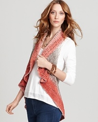 Designed with the modern bohemian in mind, this XCVI vest is crafted in an ombre shaded cotton crochet knit to top slim jeans and long skirts in free-spirited style. Designed with the modern bohemian in mind, this XCVI vest is crafted in an ombre shaded cotton crochet knit to top slim jeans and long skirts in free-spirited style.