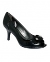 Alfani Ballad Womens Size 8 Black Peep Toe Leather Pumps Heels Shoes New/Display