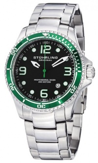 Stuhrling Original Men's 593.332P11 Aquadiver Grand Regatta Swiss Quartz Diver Date Green Bezel Watch