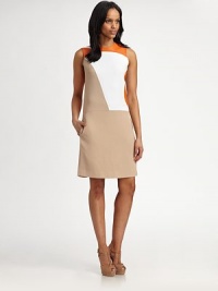 Colorblocking is everywhere this season and this dress is no exception. Add a leather neckline to the mix for an unbelievably chic look.Jewel necklineSleevelessConcealed back zipperAbout 25 from natural waistSilkDry clean by leather specialistImported Model shown is 5'9 (175cm) wearing US size 4. Colorblocking is everywhere this season and this dress is no exception. Add a leather neckline to the mix for an unbelievably chic look.Jewel necklineSleevelessConcealed back zipperAbout 25 from natural waistSilkDry clean by leather specialistImported Model shown is 5'9 (175cm) wearing US size 4.