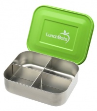 LunchBots Quad Stainless Steel Food Container, Lime Green LunchBots Quad Stainless Steel Food Container, Lime Green