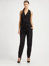 A tapered trouser with menswear-inspired tailoring, shaped in superior virgin wool with a hint of stretch for the ultimate experience of comfort and style.Pleated frontBanded waistSide slash, back welt pocketsInseam, about 3395% virgin wool/5% elastaneDry cleanImportedModel shown is 5'11 (180cm) wearing US size 4. A tapered trouser with menswear-inspired tailoring, shaped in superior virgin wool with a hint of stretch for the ultimate experience of comfort and style.Pleated frontBanded waistSide slash, back welt pocketsInseam, about 3395% virgin wool/5% elastaneDry cleanImportedModel shown is 5'11 (180cm) wearing US size 4.