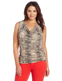 Calvin Klein Women's Plus-Size Print Cowl Neck Top