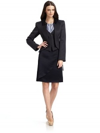 THE LOOKContrast gathered collarFront zip closureLong sleevesTextured designVest-inspired underlayPrincess seamsFitted silhouette with flounce hemAsymmetrical hemTHE FITAbout 23 from shoulder to longest point of hemTHE MATERIAL75% virgin wool/25% silkFully linedCARE & ORIGINDry cleanImported THE LOOKContrast gathered collarFront zip closureLong sleevesTextured designVest-inspired underlayPrincess seamsFitted silhouette with flounce hemAsymmetrical hemTHE FITAbout 23 from shoulder to longest point of hemTHE MATERIAL75% virgin wool/25% silkFully linedCARE & ORIGINDry cleanImported