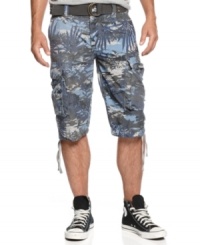 With a laid-back tropical camo pattern, these cargo shorts from Wear First are ready to let the good times roll all summer long. With a laid-back tropical camo pattern, these cargo shorts from Wear First are ready to let the good times roll all summer long.