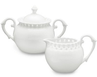 Gracie China, Heirloom Collection, 2-Piece Sugar and Creamer Set, White Fine Pierced Porcelain Gracie China, Heirloom Collection, 2-Piece Sugar and Creamer Set, White Fine Pierced Porcelain