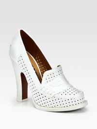 Leather essential modernized by a covered platform, towering heel and allover perforations. Stacked heel, 4½ (115mm)Covered platform, 1 (25mm)Compares to a 3½ heel (90mm) Leather upperLeather lining and solePadded insoleMade in ItalyOUR FIT MODEL RECOMMENDS ordering one half size up as this style runs small. Leather essential modernized by a covered platform, towering heel and allover perforations. Stacked heel, 4½ (115mm)Covered platform, 1 (25mm)Compares to a 3½ heel (90mm) Leather upperLeather lining and solePadded insoleMade in ItalyOUR FIT MODEL RECOMMENDS ordering one half size up as this style runs small.