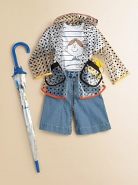 With poppy dots and bright trim, this clear slicker will keep her dry and stylish all day long.Attached hoodFront button closureLong sleevesDual front patch pocketsContrast trimCurved hemPolyurethaneHand washImported Please note: Number of buttons may vary depending on size ordered. With poppy dots and bright trim, this clear slicker will keep her dry and stylish all day long.Attached hoodFront button closureLong sleevesDual front patch pocketsContrast trimCurved hemPolyurethaneHand washImported Please note: Number of buttons may vary depending on size ordered.