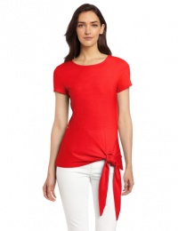 Three Dots Women's Short Sleeve Scoop Neck With Tie Three Dots Women's Short Sleeve Scoop Neck With Tie
