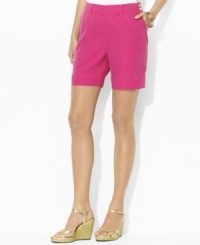 Lauren by Ralph Lauren's soft washed linen short is tailored with classic details, creating a wardrobe staple for warmer months. Lauren by Ralph Lauren's soft washed linen short is tailored with classic details, creating a wardrobe staple for warmer months.