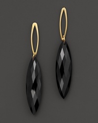 Faceted onyx drops are accented with gleaming 14K yellow gold. Faceted onyx drops are accented with gleaming 14K yellow gold.