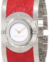 Gucci Women's YA112435 Twirl Red Guccissima Leather Bangle Watch