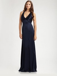 EXCLUSIVELY AT SAKS. Stretch silk charmeuse, in a flattering, empire-waisted halter style.Halter necklineRuched bodiceEmpire waistRuched back strapsLow cutout backConcealed back zipFully linedAbout 47 from natural waist90% silk/10% spandexDry cleanImportedModel shown is 5'10 (177cm) wearing US size 4. EXCLUSIVELY AT SAKS. Stretch silk charmeuse, in a flattering, empire-waisted halter style.Halter necklineRuched bodiceEmpire waistRuched back strapsLow cutout backConcealed back zipFully linedAbout 47 from natural waist90% silk/10% spandexDry cleanImportedModel shown is 5'10 (177cm) wearing US size 4.