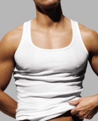 Tough enough for your high-pressured job and comfortable enough for wear outside of the office, this combed cotton athletic tank is the versatile undershirt you've been waiting for. Tough enough for your high-pressured job and comfortable enough for wear outside of the office, this combed cotton athletic tank is the versatile undershirt you've been waiting for.