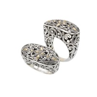925 Silver Filigree Swirl Ring with 18k Gold Accents- Sizes 6-8 925 Silver Filigree Swirl Ring with 18k Gold Accents- Sizes 6-8