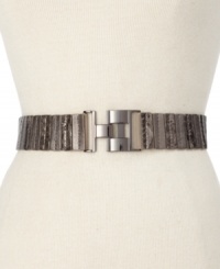 Pretty patches of fierce faux leather up the wow factor on this stretch belt by Style&co. Pretty patches of fierce faux leather up the wow factor on this stretch belt by Style&co.