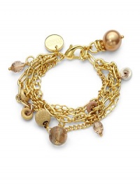 THE LOOKGlitter and glass bead accents Multi-chain design Logo charm 18k goldplated settingLobster claspTHE MEASUREMENTWidth, about 1Length, about 9ORIGINMade in Italy THE LOOKGlitter and glass bead accents Multi-chain design Logo charm 18k goldplated settingLobster claspTHE MEASUREMENTWidth, about 1Length, about 9ORIGINMade in Italy