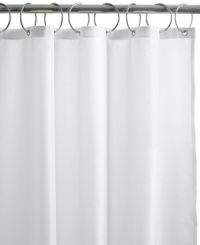 Worry less about stray splashes with this extra-long shower liner from Charter Club. Heavyweight and durable, this liner features a weighted bottom hem and 12 metal grommets in its reinforced header for added stability. A water-repellent finish and strong suction cups help stop tub leakage. Worry less about stray splashes with this extra-long shower liner from Charter Club. Heavyweight and durable, this liner features a weighted bottom hem and 12 metal grommets in its reinforced header for added stability. A water-repellent finish and strong suction cups help stop tub leakage.