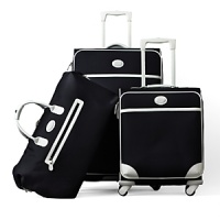 Carry on with four multi-direction wheels makes for easy travel. Features two handles (one retractable); one front zipper compartment. One rear compartment. Carry on with four multi-direction wheels makes for easy travel. Features two handles (one retractable); one front zipper compartment. One rear compartment.