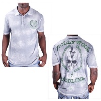 Affliction Hoodlums Slub Men's Polo Shirt Vintage Silver