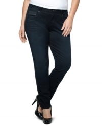 Snag a slender looking silhouette with Levi's plus size skinny jeans, finished by a sleek black wash. Snag a slender looking silhouette with Levi's plus size skinny jeans, finished by a sleek black wash.