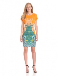 London Times Women's Short Sleeve Printed Shift Dress