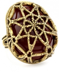 Lucky Brand Boho Baroque Gold-Tone Caged Carnelian Stone Adjustable Ring Lucky Brand Boho Baroque Gold-Tone Caged Carnelian Stone Adjustable Ring
