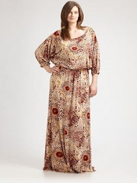 Whether you wear it on or off the shoulders, you will make an fantastic first impression in this soft, jersey dress. It features a vibrant print and an elasticized waist to ensure a comfortable and flattering fit. ScoopneckLong sleevesElasticized cuffs and waistPull-on styleAbout 63 from shoulder to hem92% modal/8% spandexDry cleanMade in USA Whether you wear it on or off the shoulders, you will make an fantastic first impression in this soft, jersey dress. It features a vibrant print and an elasticized waist to ensure a comfortable and flattering fit. ScoopneckLong sleevesElasticized cuffs and waistPull-on styleAbout 63 from shoulder to hem92% modal/8% spandexDry cleanMade in USA
