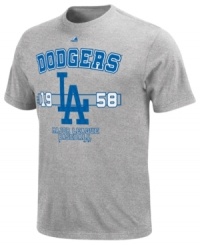 Give your favorite baseball team props. Slide into comfort and sporty style so you can cheer long and loud in this Los Angeles Dodgers MLB t-shirt from Majestic. Give your favorite baseball team props. Slide into comfort and sporty style so you can cheer long and loud in this Los Angeles Dodgers MLB t-shirt from Majestic.