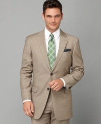 Timeless sophistication and modern comfort go hand in hand with this smooth sharkskin suit jacket from Tommy Hilfiger. Timeless sophistication and modern comfort go hand in hand with this smooth sharkskin suit jacket from Tommy Hilfiger.