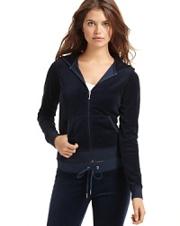 Juicy Couture's signature velour hoodie is perfect when running around town or just lounging on the weekends. Pair with the matching pants or throw on over skinny leggings and a slouchy tee.